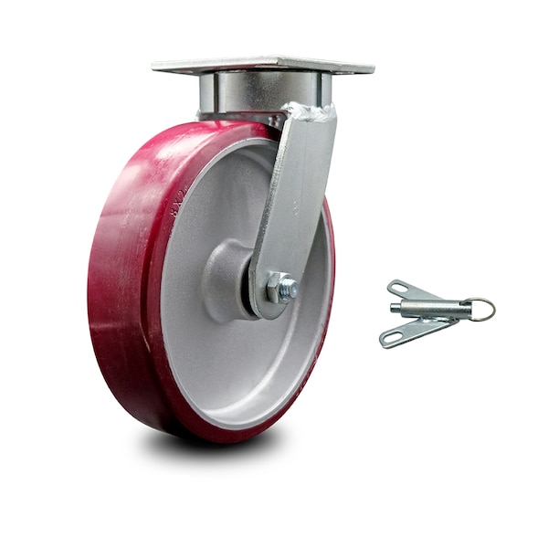 8 Inch Kingpinless Poly on Aluminum Wheel Swivel Caster with Swivel Lock SCC